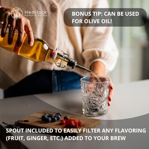 Swing Top Glass Bottles 16 oz 6 Set with Funnel I88669