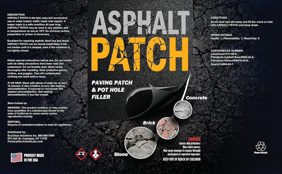 ASPHALT PATCH & POTHOLE FILLER 56 lb Pail, 5 Gallon Pail Pack of 2 I1136