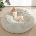 Waterproof Faux Fur 5FT Round Bean Bag Chair Cover with Pocket I303833
