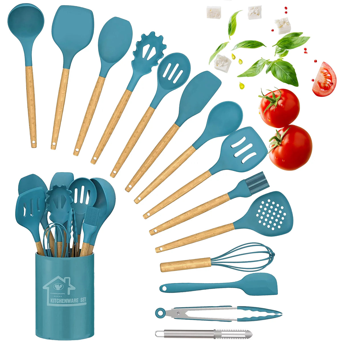 15 Piece Blue Silicone Cooking Set S328