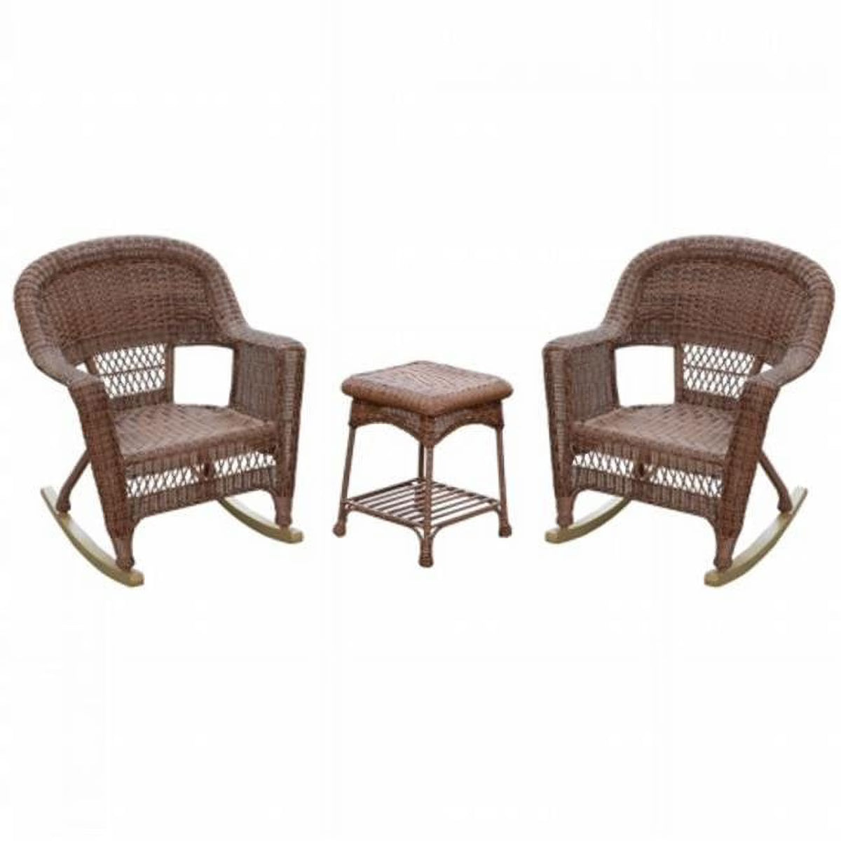 Espresso Wicker Rocker Chair Set - 3 Piece B472