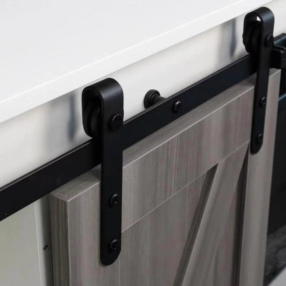 Farmhouse Sliding Barn Door Fireplace TV Stand L473344
