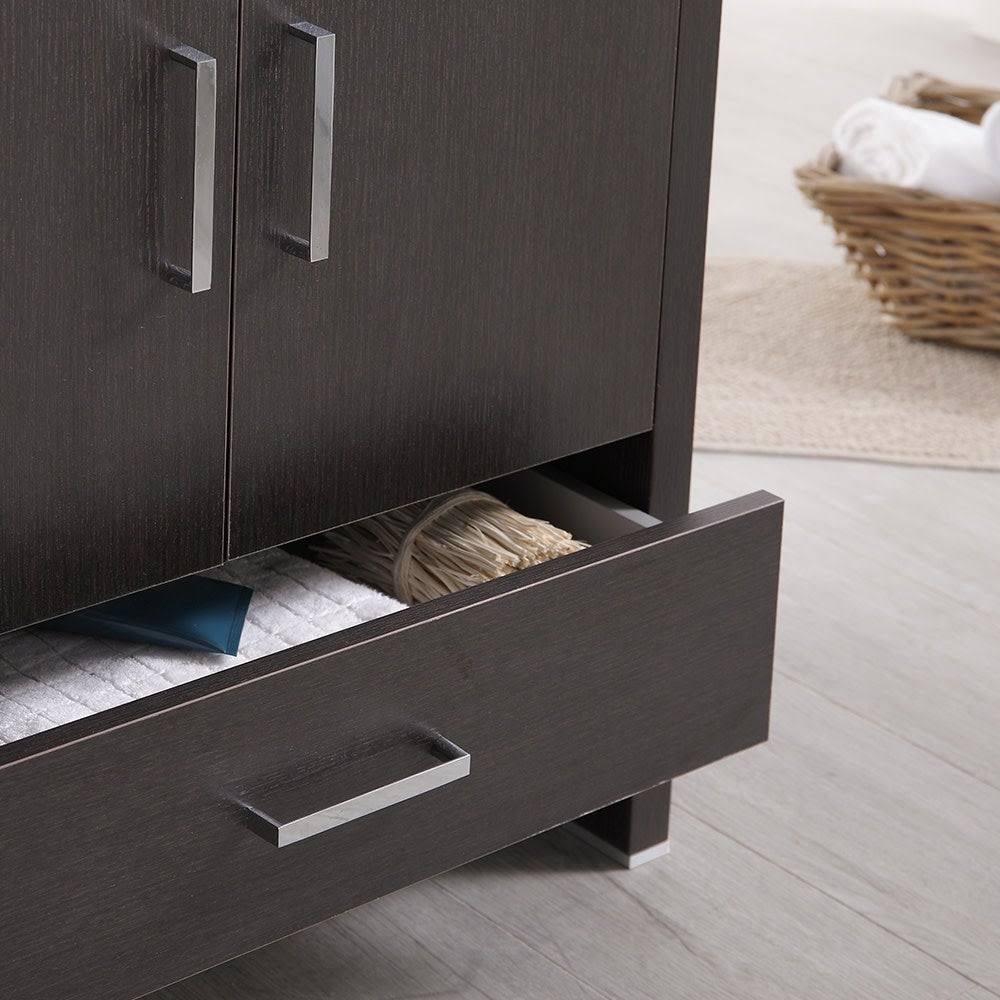 Glossy White Free Standing Bathroom Cabinet with Integrated Sink I74974