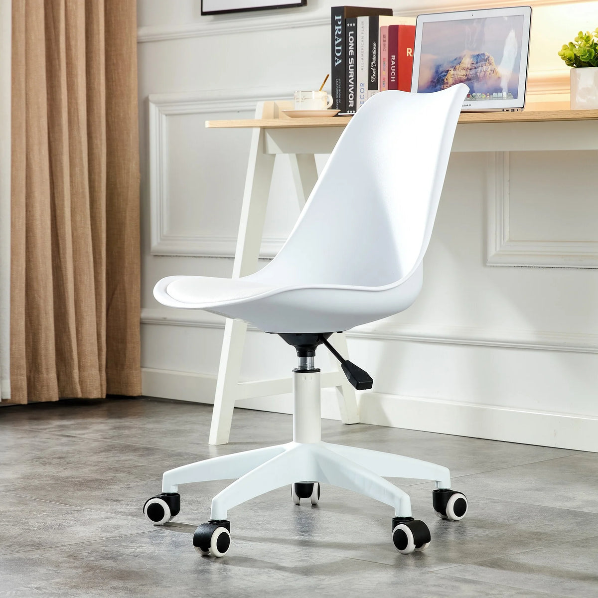 White Artificial Leather Swivel Computer Chair D84544