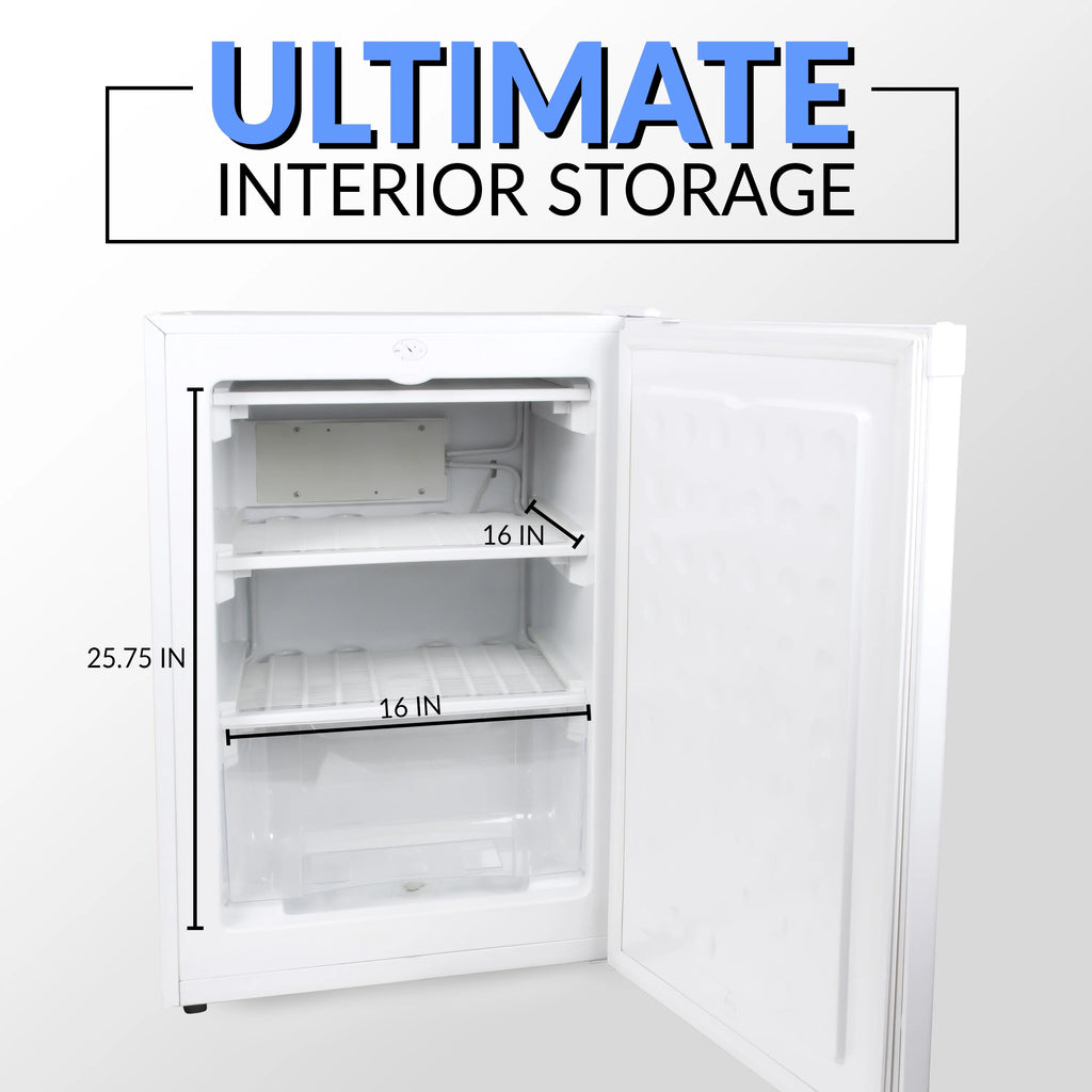 3.0 Cu. Ft. Upright Freezer with 1 Pull Out Drawer F438