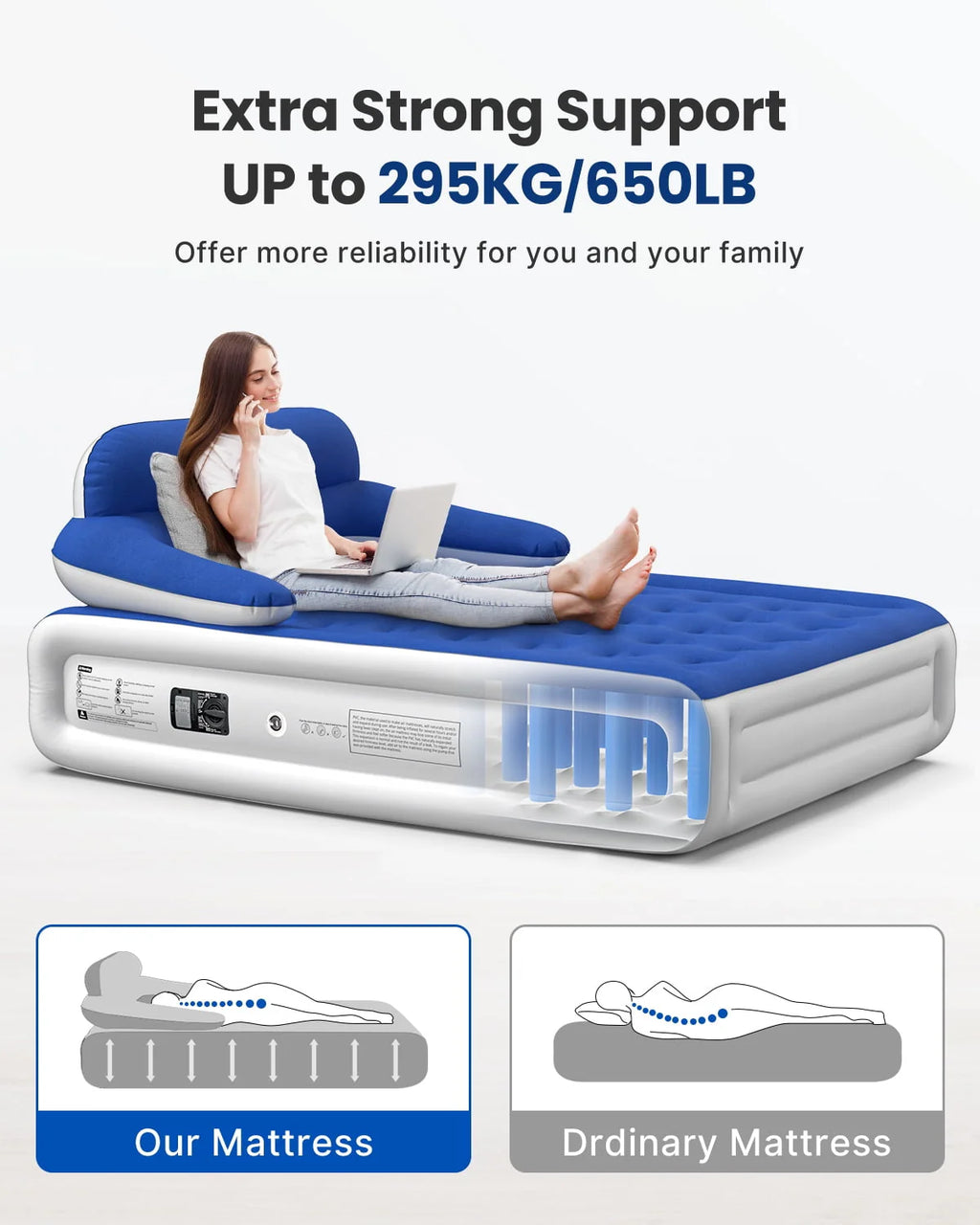 Queen Air Mattress with Built-in Pump T365254