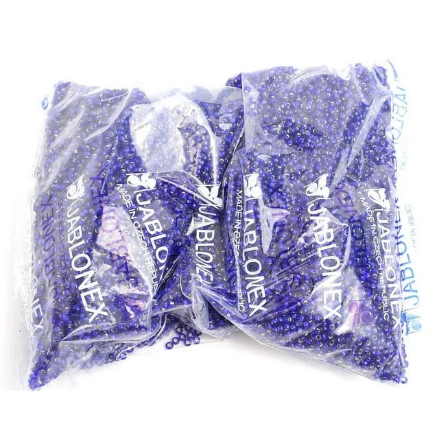 Czech Glass Seed Beads 8/0 Silver Lined Royal Blue D153310