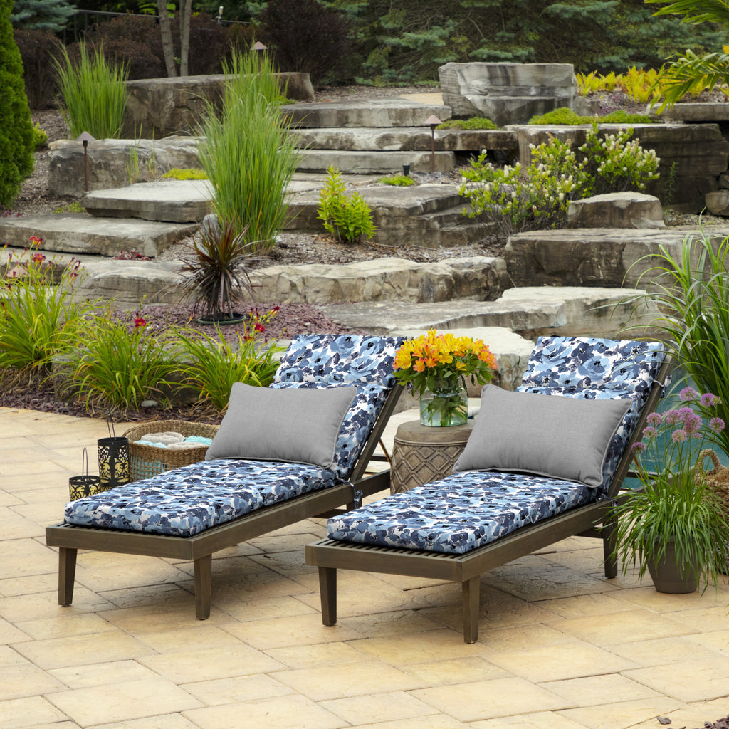 Blue Garden Floral Outdoor Chaise Lounge Cushion 72 x 21 U23037