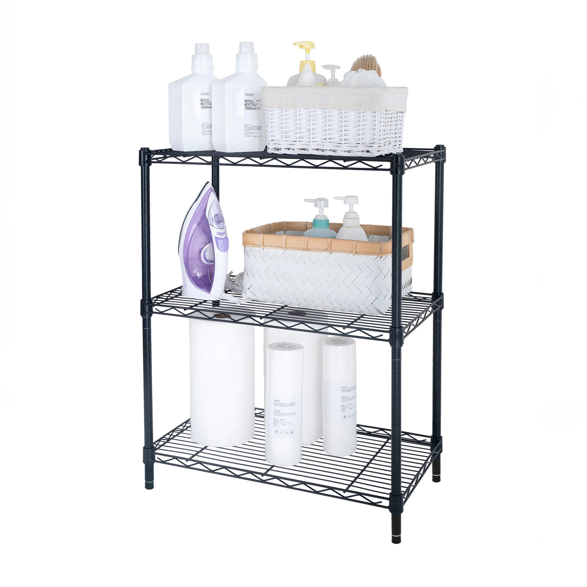 Steel 3-Tier Storage Shelf Unit Black H634107