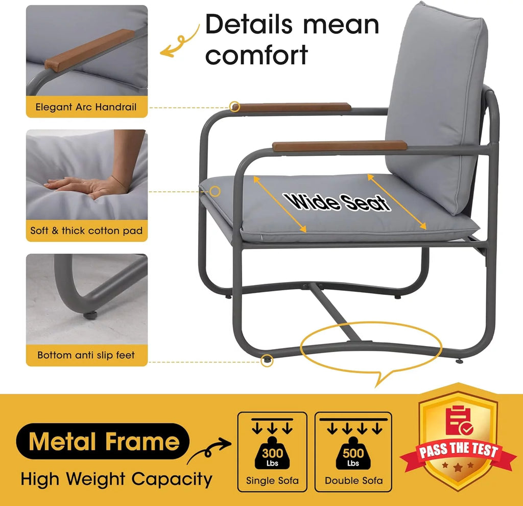 4 Piece Metal Outdoor Conversation Set with Cushions F278