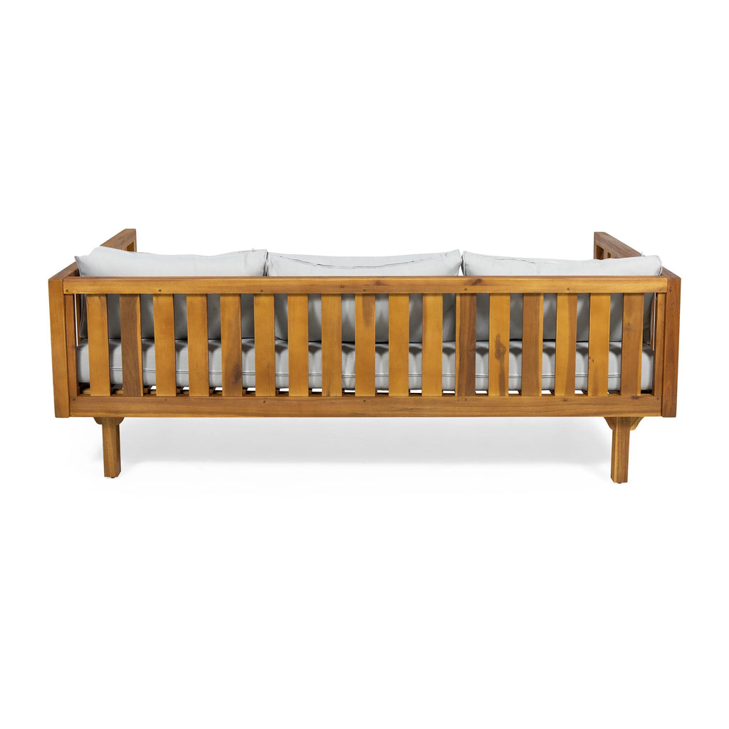 Acacia Wood 3-seat Daybed with Green Cushion U149004