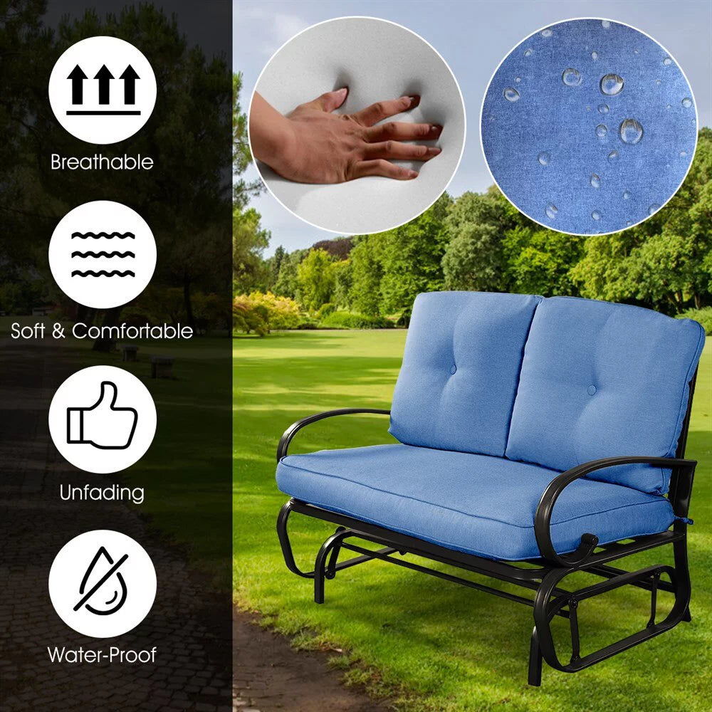 Blue Outdoor Patio Rocking Bench Loveseat R938