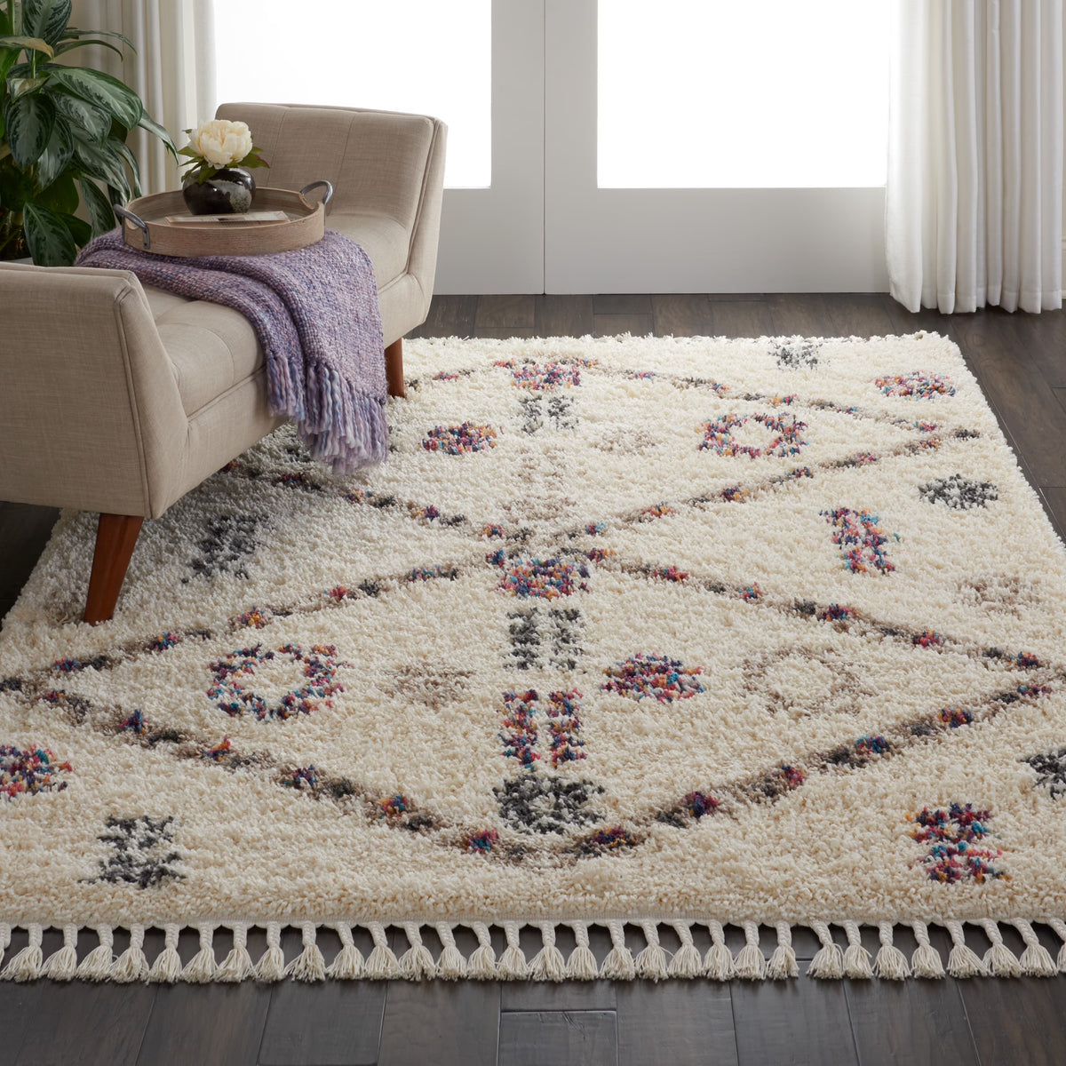 Ivory Shag Area Rug C31852