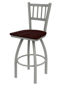 Swivel Bar Stool with Anodized Nickel Finish and Dark Cherry Oak Seat T810