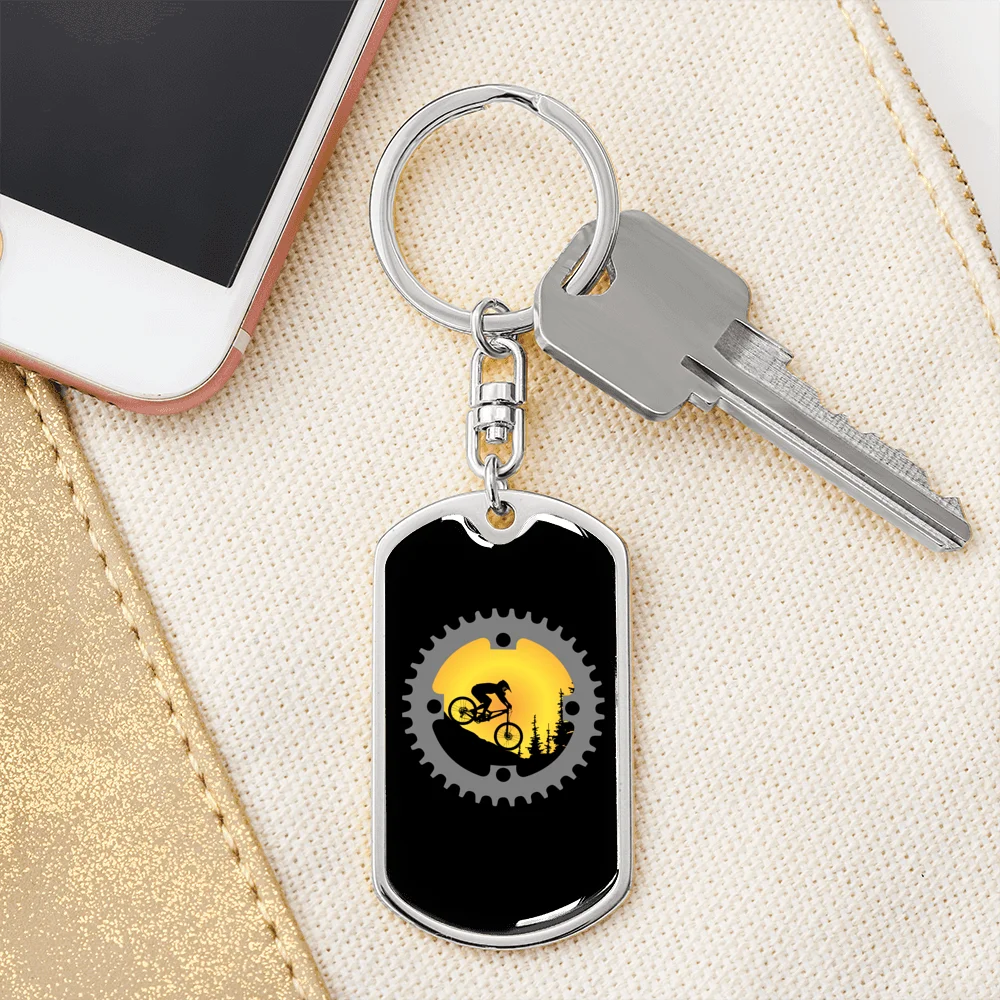 Stainless Steel or 18k Gold Swivel Dog Tag Keychain V227